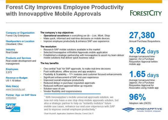 Using an SAP Mobile Approvals Solution, See How Forest City Enterprises Reduced Approval Cycle Time By Over 150%? Join Webinar