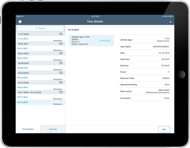 mWorkOrder 6.1 screen 01