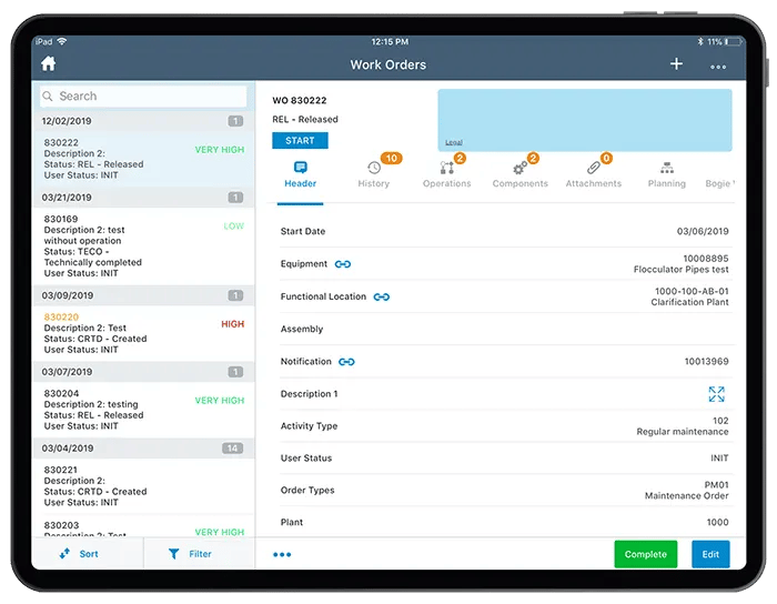 Mobile Work Order Management for SAP ECC and S/4HANA