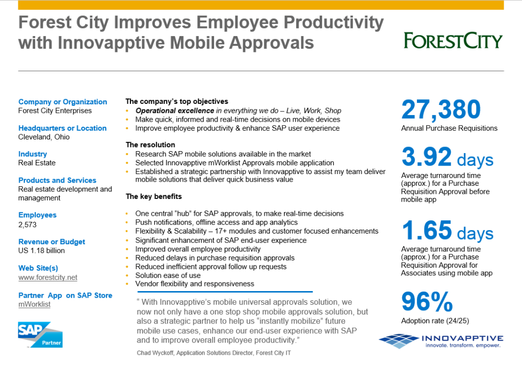 Using an SAP Mobile Approvals Solution, See How Forest City Enterprises Reduced Approval Cycle Time By Over 150%? Join Webinar