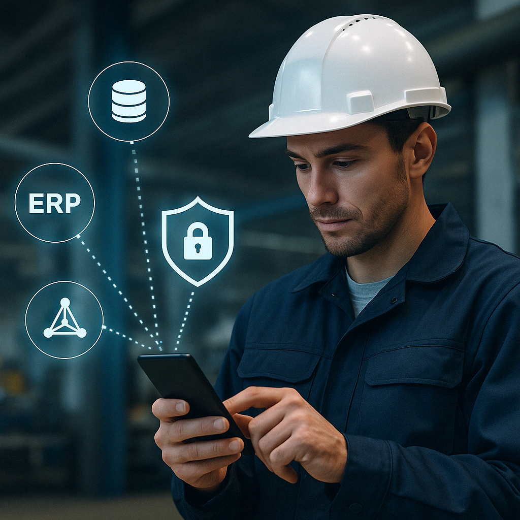 Industrial Worker Engaging with Digital Data