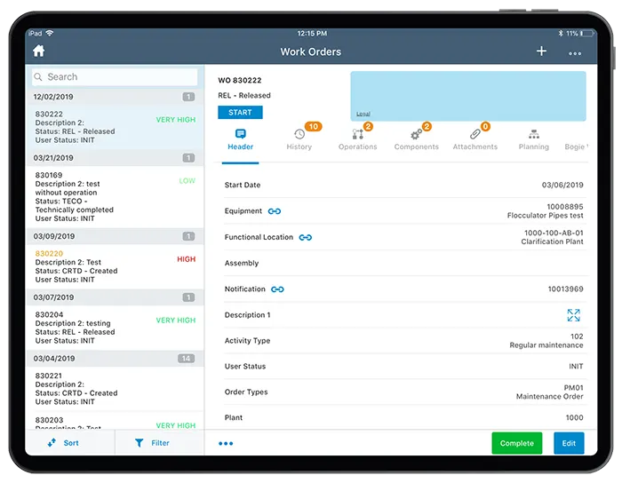 Mobile Work Order Management for SAP ECC and S/4HANA